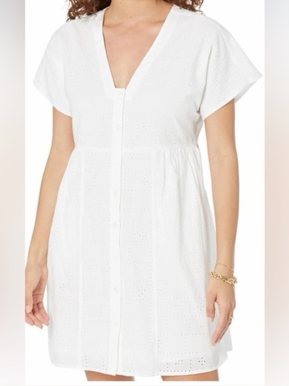 Madewell White Eyelet Button-Front Dress